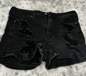 American Eagle Black Jean Shorts with Distressed sz 2 thumbnail 1