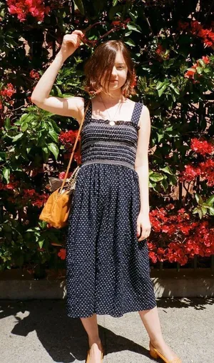 ✨SIDE PARTY Maud Smocked Black Sz Medium Dress✨ thumbnail 1
