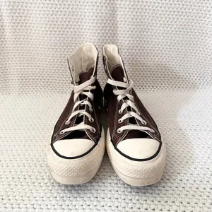 Converse Chocolate Brown Canvas High Top Platform Lace Up Sneakers 6 thumbnail 3