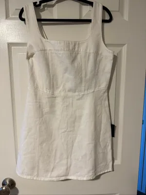 Lulus White Denim Square Neck Mini Dress Size Medium NWT thumbnail 2