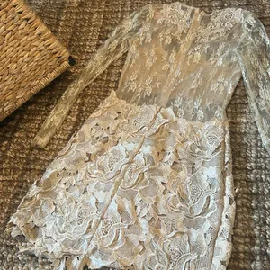 NWT Nellis Boutique Creme Lace Sparkly LS Embellished Dress Size Small thumbnail 9