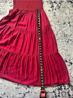 ZESICA Red Smocked Tiered Maxi Dress Flutter Sleeve Size thumbnail 6