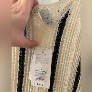 NWT Women's Open Work Maxi Sundress - A New Day Cream/Black Striped thumbnail 9