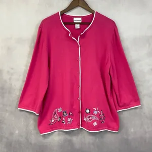 Breckenridge Cardigan Sweater Women XL Embroidered Cotton Cottage‎ Boho Indie thumbnail 11