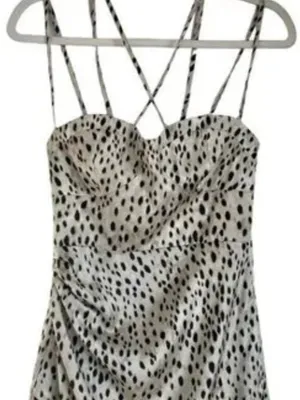 NWT Zara Animal Leopard Print Mini Dress‎ Cross Strap Sz. XS thumbnail 1