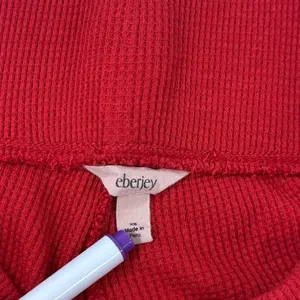 Eberjey Red Cozy Waffle Henley Short Sleeve Long Pants‎ Pajama PJ Set Red XS thumbnail 9
