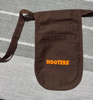 Hooters Waitress Apron Utility Pocket Waist Pouch Brown Orange‎ Logo thumbnail 1