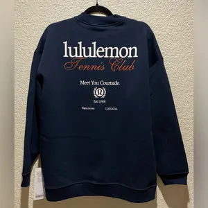 Lululemon NWT Heavyweight Fleece Pullover Tennis Club Sweater Top Blue Size M thumbnail 7