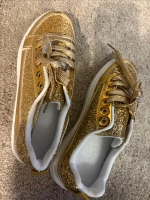 Gold Glitter Women’s Low-Top Sneakers size 43 euro size 11/12 thumbnail 5