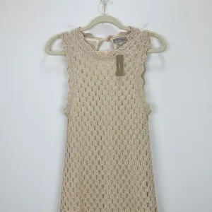 J.Crew Pointelle Sleeveless Sweater Dress Natural Beige Resort Boho Medium NWT thumbnail 6