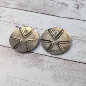 Vintage Stud Earrings For Pierced Ears Retro Circular Extra Large thumbnail 6