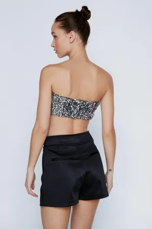 Nasty Gal NEW BLACK SATIN SHORTS SIZE 2! thumbnail 2