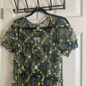 LuLaRoe Deanne II Black Floral Embroidered Maxi Dress Size L NWT thumbnail 5