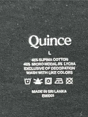 QUINCE Black Supima Cotton Blend V-Neck Short Sleeves Tee Size Large thumbnail 3