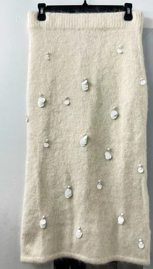 Zara Sequin Alpaca Blend Knit Skirt Ecru. S thumbnail 1