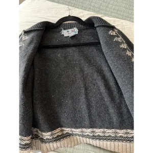 Vintage 90s Free People 100% Wool Fair Isle Nordic Zip Cardigan Sweater M thumbnail 5