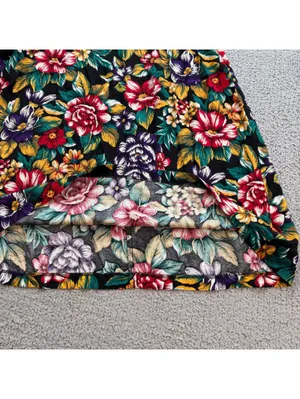 Vintage 90s SG Harper Floral Midi Skirt Womens M Black Rayon Cottagecore Grunge thumbnail 4