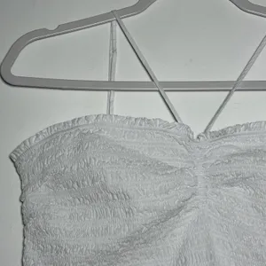 Madewell Smocked Ruched Crop Tank‎ Top White XL thumbnail 10