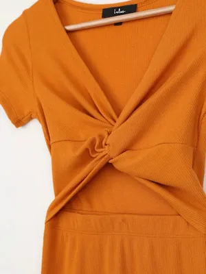 Lulu's Orange Twist Front Midi Dress with Cutout thumbnail 5