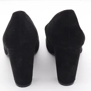 JustFab Lavinie Black Faux Suede Round Toe Block Heel Pumps Womens 8.5 thumbnail 5