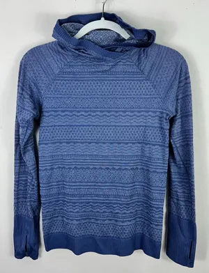 Lululemon Rest‎ Less Hoodie Pullover Women Size 2 Gatsby Blue Seamless Running thumbnail 1