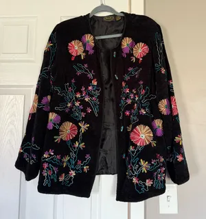 Julia Kim Floral Fully Embroidered Beautiful Blazer Jacket Vintage 90s thumbnail 1