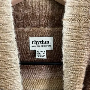 Rhythm Yeni Stripe Knit Oversized Wool Sweater Brown Size XS thumbnail 7