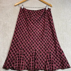 NYCC Y2K Vintage Pink Brown Elastic‎ Waist A-Line Gored Hem Midi Skirt Medium thumbnail 1