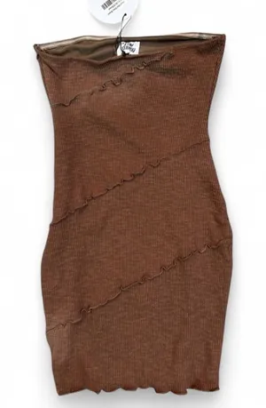 Princess Polly Oscar Mini Dress Brown Size 4 Ribbed Strapless Dress thumbnail 1