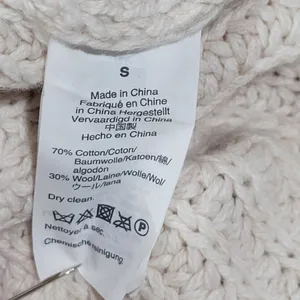 Madewell Women S Beige Chunky Knit‎ Mock Neck Button Side Wool Cotton Sweater thumbnail 5