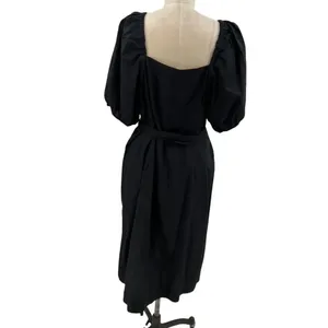 J. Crew Cottage Dress in Black‎ Square Neck Puff Sleeve Button Front Size XL thumbnail 8