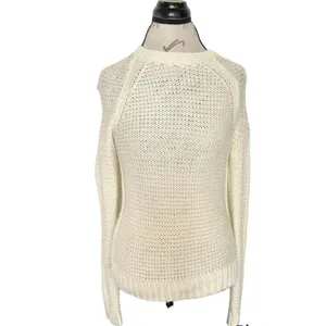 Banana Republic Sweater Wool Blend Small Ivory Knit Pullover Ribbed Waffle Fall thumbnail 5