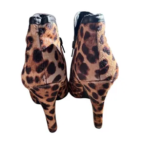 Gianni Bini Leopard Pony‎ Hair Leather Stiletto Heel Ankle Booties Womens 7.5M thumbnail 9