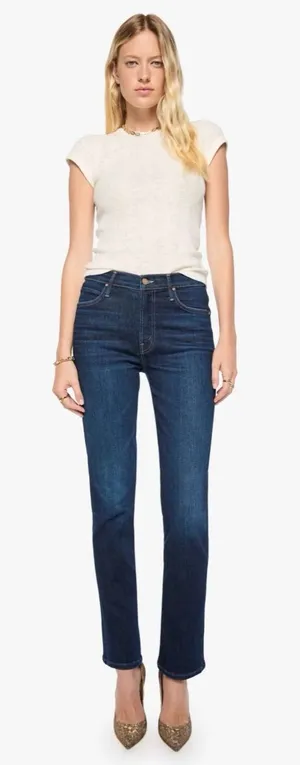 MOTHER Straight Leg The Rascal Skimp Jeans in Dark Blue Wash Size 26 thumbnail 1