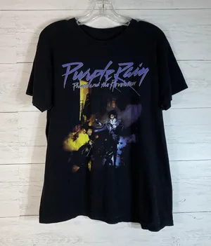 Prince and The Revolution Purple Rain T-Shirt Mens Size L Black thumbnail 1