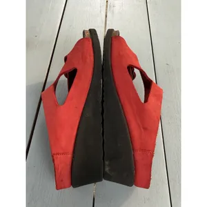 Mephisto Red Leather Nubuck Wedge Slide Sandals Shoes Womens Size EU 38 US 7 thumbnail 8