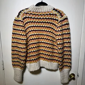 Zara Knit Striped Multicolor Chunky Cable Sweater Womens Medium thumbnail 4
