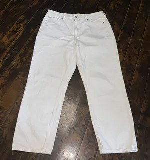 American Eagle 14 cream relaxed normcore mom jeans thumbnail 1