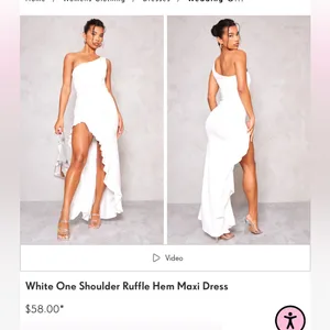 PrettyLittleThing white one shoulder ruffle hem maxi dress - size 4 NWT thumbnail 2