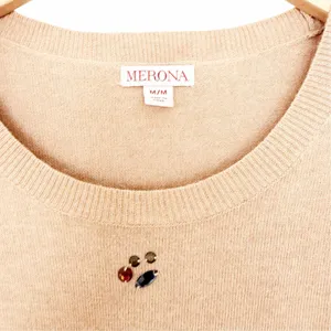 Merona Tan Beaded Sweater Sz M thumbnail 2