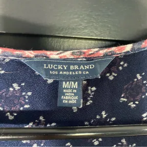 🛟🛟🛟BOGOHO 🛟🛟🛟Lucky Brand Multi-Media Floral Navy and Pink Blouse-Medium thumbnail 3