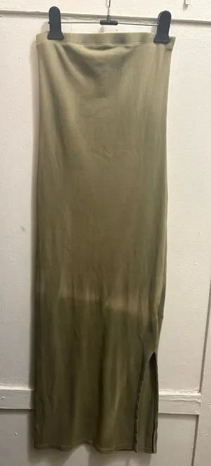 Topshop Olive Green Ribbed Maxi Dress thumbnail 1