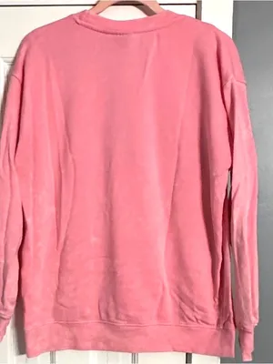 Barbie Pink Wash Pullover Crewneck Sweatshirt Pink Glitter Logo Pullover Med thumbnail 6