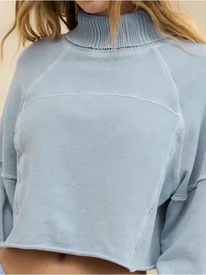 aerie Charcoal Cropped Mock Neck Sweater thumbnail 2