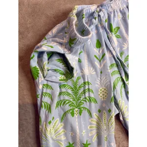 The Cat's Pajamas PJ Set Womens XS Blue Tropicana Palm Pima Cotton Lounge thumbnail 12