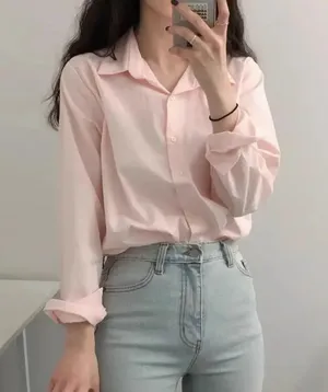 Old Navy pink button down top. Size medium. Super cute and preppy. Womens Button Down Shirt Long Sleeve V-Neck Classic Style Work Office Shirt thumbnail 1