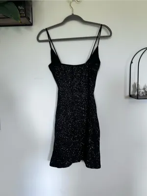 NWT Windsor Black & Silver Glittery V Neck Strappy Mini Dress Size Medium thumbnail 2