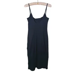 Abercrombie & Fitch Sleeveless Ribbed Side Slit Midi Dress Size S Tall Black LBD thumbnail 3