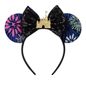 Disneyland Fireworks Cinderella Castle design Minnie Mouse ears headband thumbnail 1