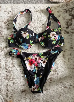Lulu's Black Floral Bikini Set with Bright Accents thumbnail 1